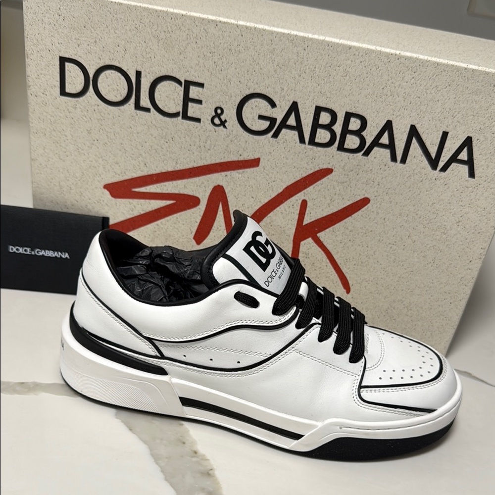 Dolce & Gabbana New Roma Leather Sneakers White Black Women’s EU 37 NWT